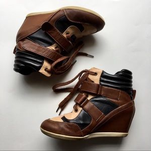 Mia Leather Ankle Wedges
